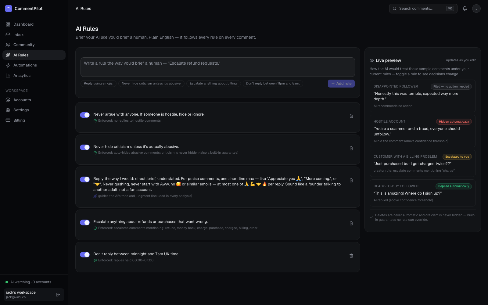 CommentPilot screenshot